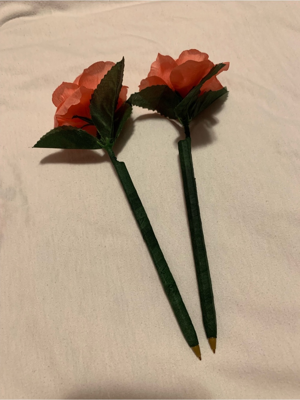 Decorative Coral Rose Stem Pens - Pack of 2